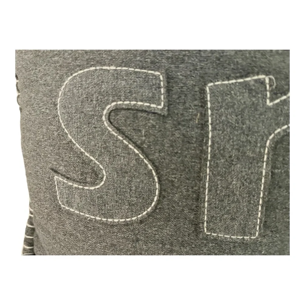 EMBROIDERED SMILE DECORATIVE THROW PILLOW, LUMBAR PILLOW, 12” x 20” - Picture 3 of 5